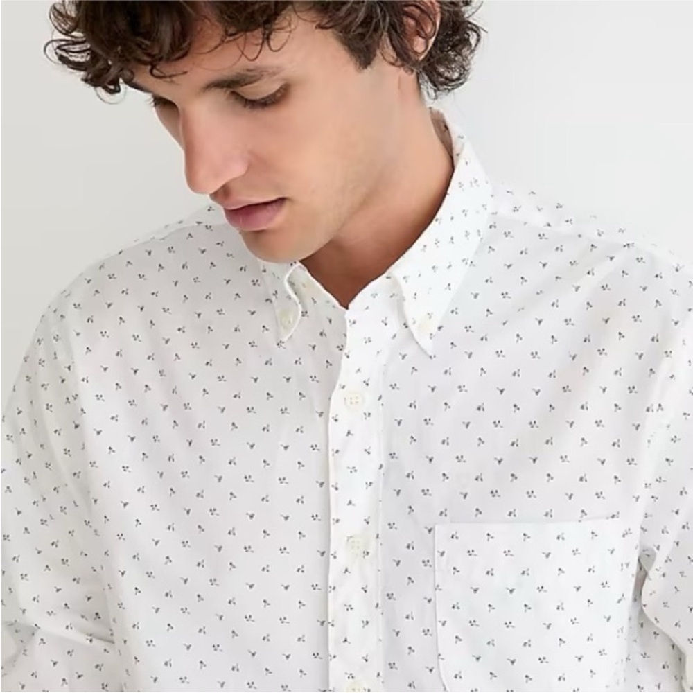 J. Crew Men's White and Black Patterned Shirt - Picture 3 of 11
